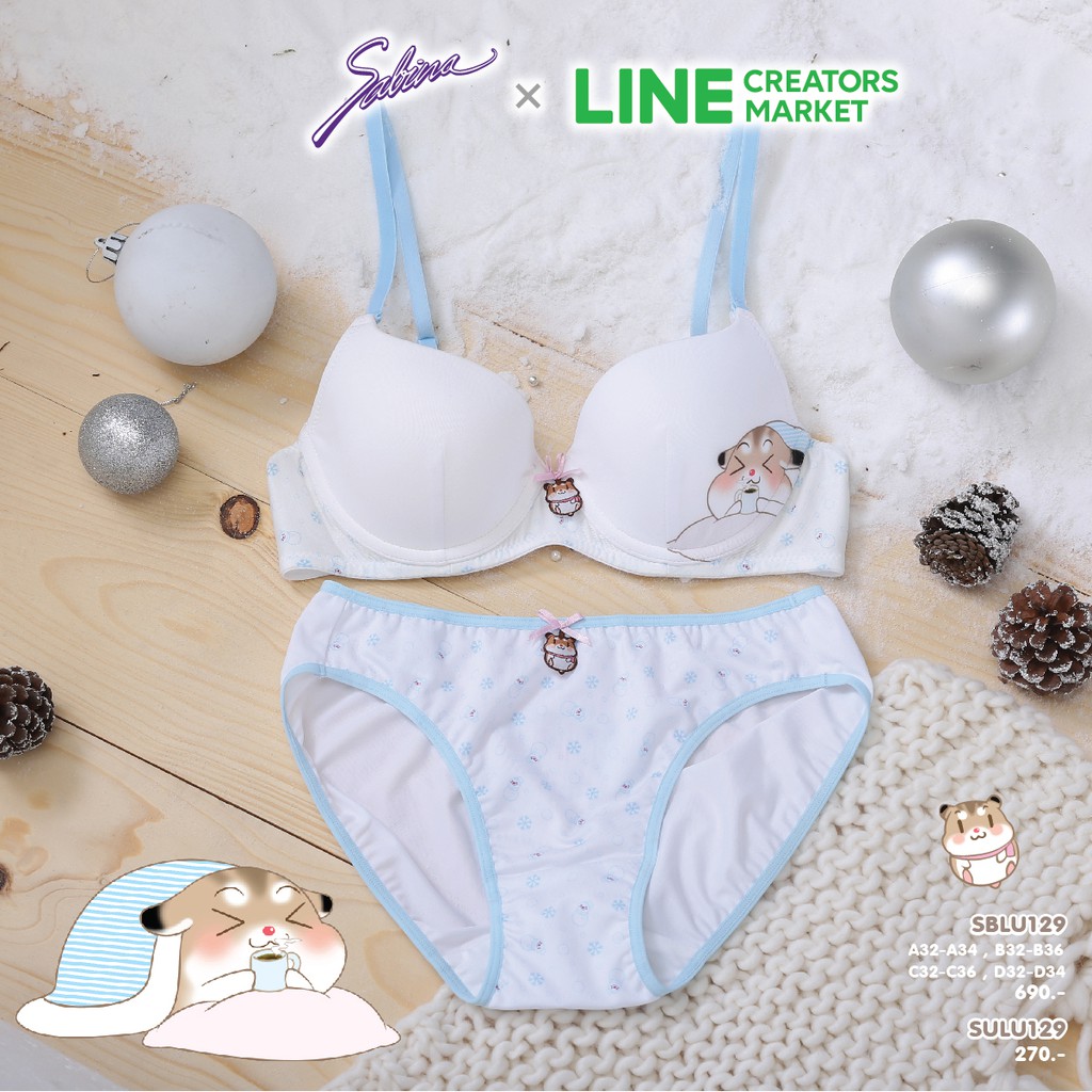 Sabina เซ็ตชุดชั้นใน Pretty Perfect (L-Special ) Collection SABINA X LINE CREATOR MARKET SBLU129WH+S