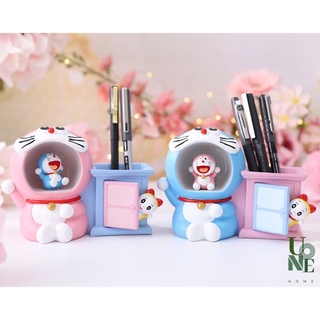 UoneHome พร้อมส่ง ♥ H093 กล่องใส่ดินสอโดเรม่อน ที่ใส่ดินสอวัสดุเรซิน สีพาสเทลน่ารัก ของขวัญวันเกิด แต่งบ้านรับห่อของขวัญ