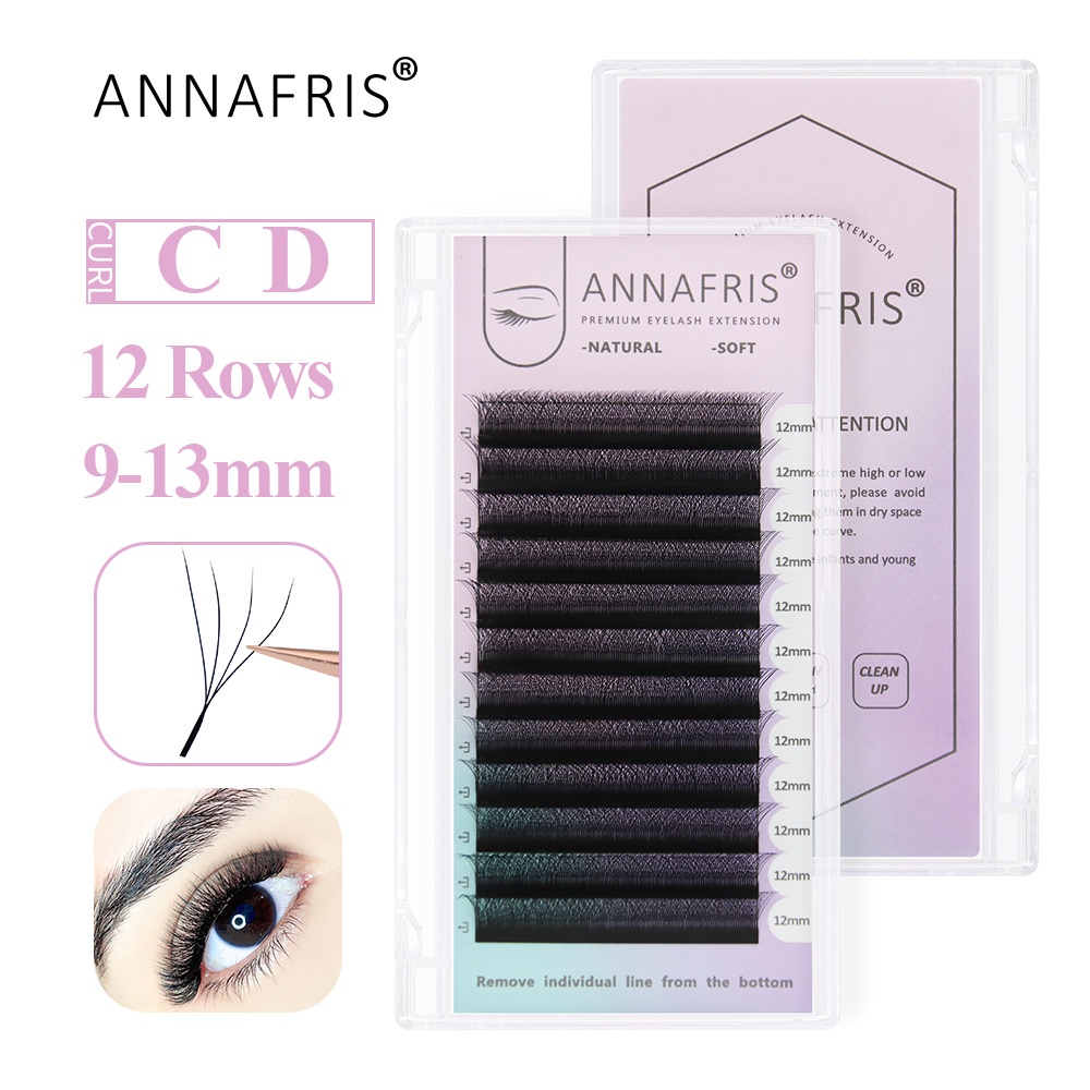 Annafris คลัสเตอร์ต่อขนตา รูปตัว W 4D ดอกไม้ นิ่ม เป็นธรรมชาติ แฮนด์เมด