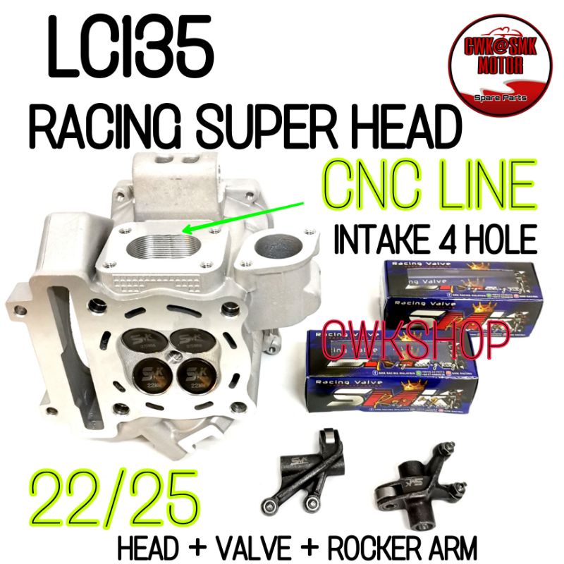 Y15ZR/LC135 RACING SUPER HEAD 22/25 SMK RACING(HEAD+VALVE+แขนจักรยาน)