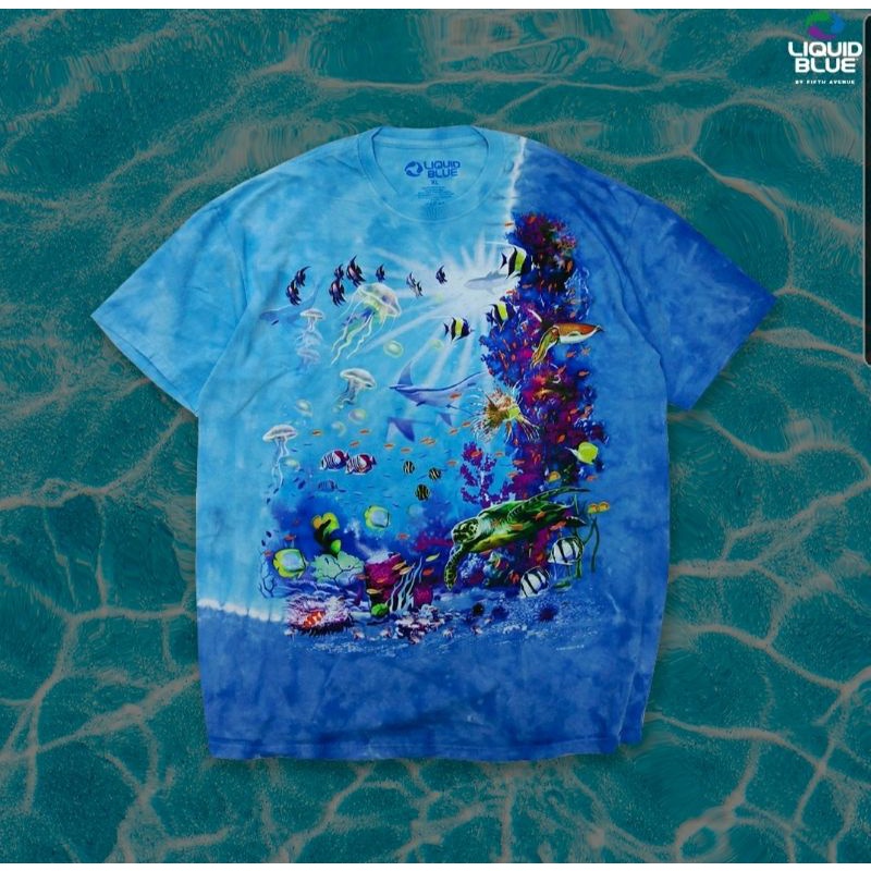 เสื้อยืด Liquid blue AQUATICTropical Reef Tie-Dye ของแท้นำเข้าจาก USA ส่งฟรี!