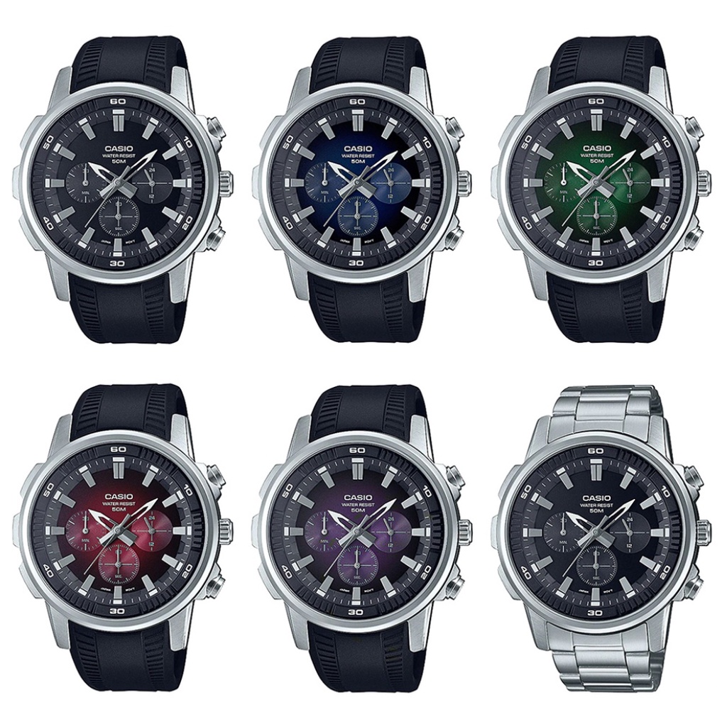 นาฬิกาข้อมือ Casio Standard Men Chronograph MTP-E505(CMG) รุ่น MTP-E505-1A MTP-E505-2A MTP-E505-3A MTP-E505-4A MTP-E50