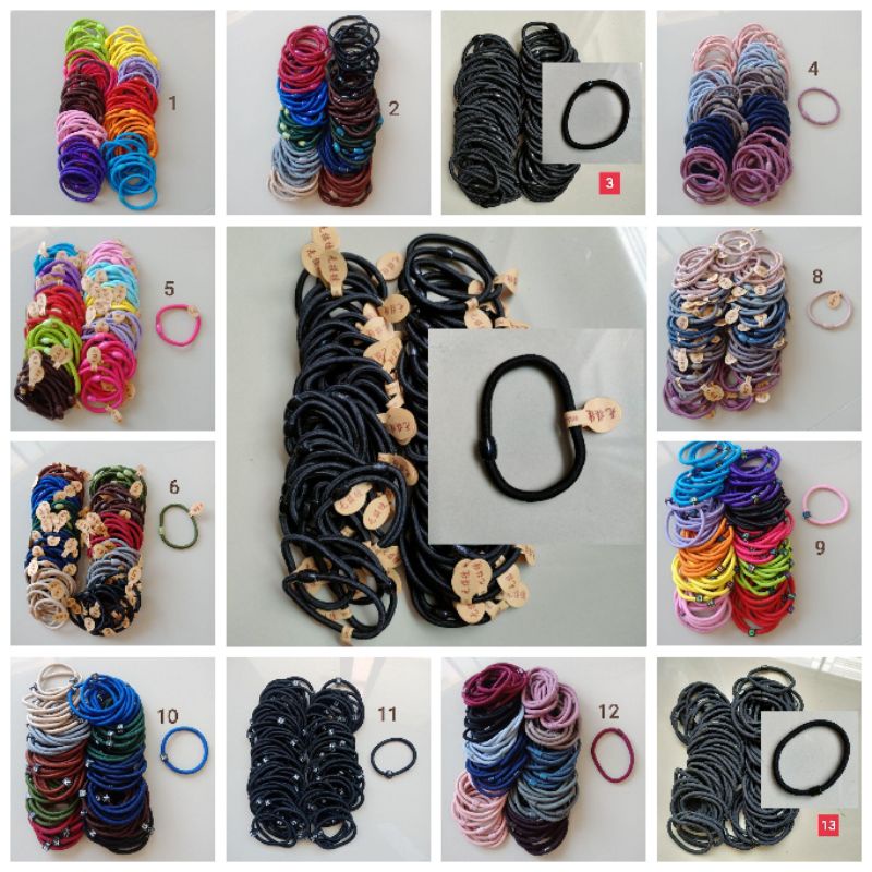 ยางรัดผม 13 แบบ 100 เส้น 82 บาท