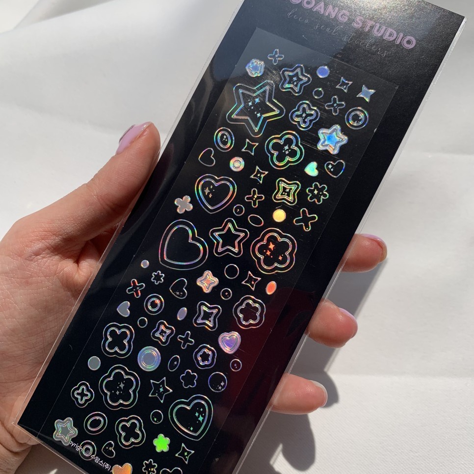 [SOOANG STUDIO] Double lined holo/Korean CUTE holographic Stickers/Toploader·Sleeve·Polco·Journal DI