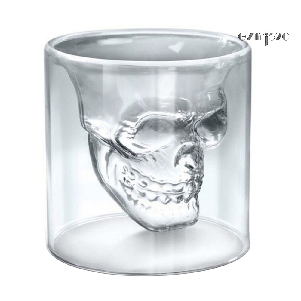 [GZMJ520] 25/75/150/250Ml Double Wall Skull Wine Cocktail Coffee Heat Resistant Glass Cup
