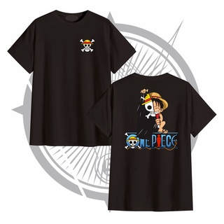 คอลูกเรือเสื้อยืดคอกลมเสื้อยืด ลาย One PIECE LUFFY BABY สําหรับเด็กผ้าฝ้ายแท้