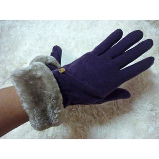 ถุงมือผ้าฟลีซนิ่มๆ ข้อมือแต่งเฟอร์ /ของใหม่/