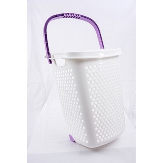 ตะกร้าผ้าล้อลาก สีม่วง Hamper with wheel Purple Lift And Go