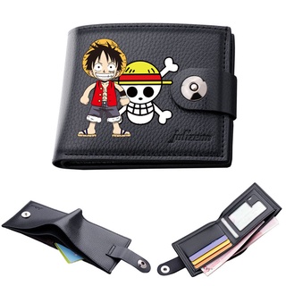 กระเป๋าสตางค์ ลายการ์ตูนอนิเมะ One Piece สองใบ ใส่บัตรได้ สําหรับนักเรียน