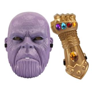 【Available】ใหม่ ฟิกเกอร์ Avengers Thanos Infinity Gauntlet Iron Man Mask มีไฟ LED ของเล่นคอสเพลย์ สําหรับเด็ก