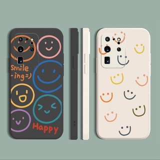 สําหรับ Samsung Galaxy S21 Ultra S20 FE S10 Plus หน้ายิ้ม ขอบสี่เหลี่ยม เคสนิ่ม