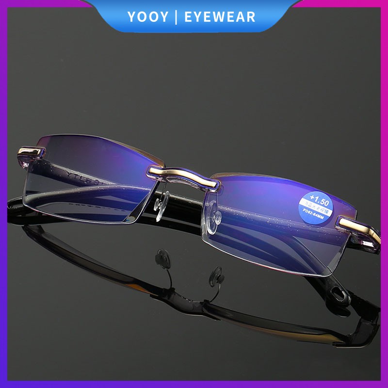 แว่นตาอ่านหนังสือ ไม่มีขอบ ค่าสายตา + 100°~400°