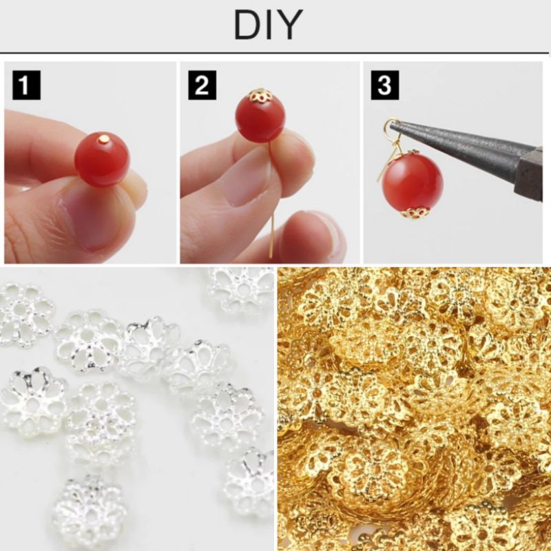 จานฉลุ6mm./200ชิ้นปิดปลายลูกปัดลายฉลุDIYเครื่องประดับ