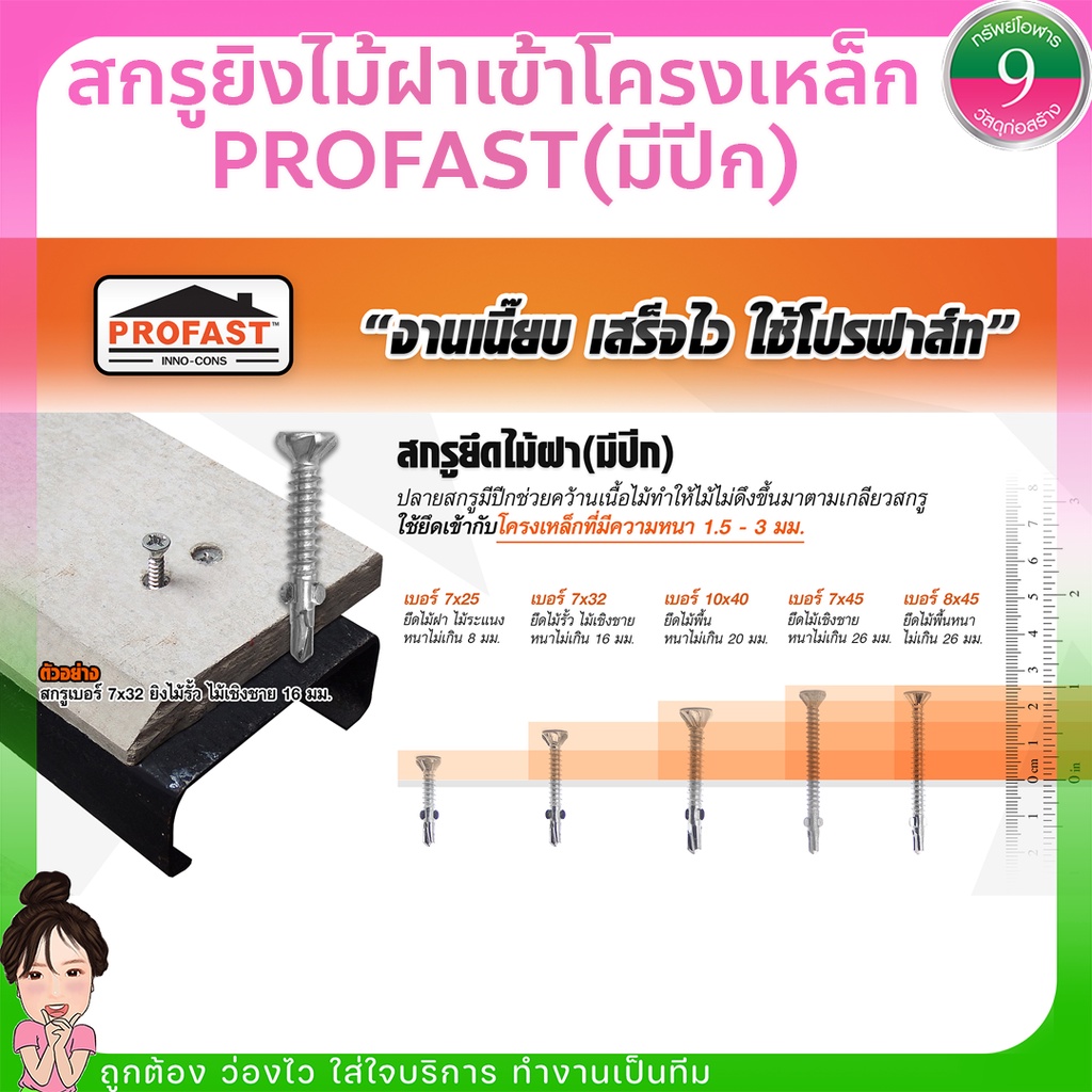 Profastสกูรปลายสว่านยึดไม้ฝากับโครงเหล็ก(มีปีก) แบบกล่อง - subolarn9 ...