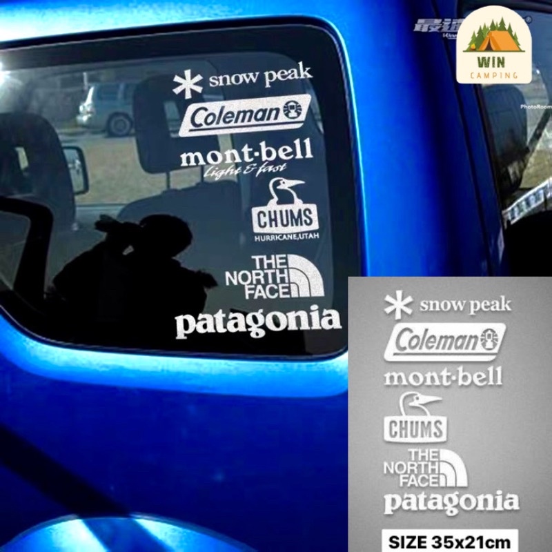 พร้อมส่ง Snow Peak Coleman CHUMS The Nort Face Patagonia สติ๊กเกอร์ A4 Sticker ติดรถยนต์ แคมปิ้ง ขนา