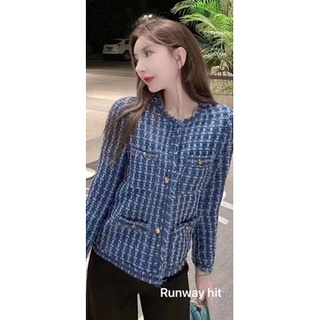 พร้อมส่ง🫂blue tweed blazer 👥 runways