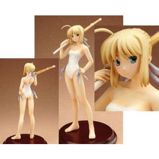 RARE NEW Fate Stay Night Saber White Swimsuit Ver. (PVC Figure) Action Figure โมเดล เซเบอร์ เฟท สเตไนท์