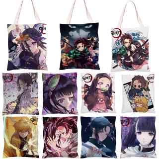 Demon Slayerาแคนวาส Canvas Shoulder Bag กระเป๋า Tanjiro Nezuko Giyuu Inosuke Zenitsu Handbag