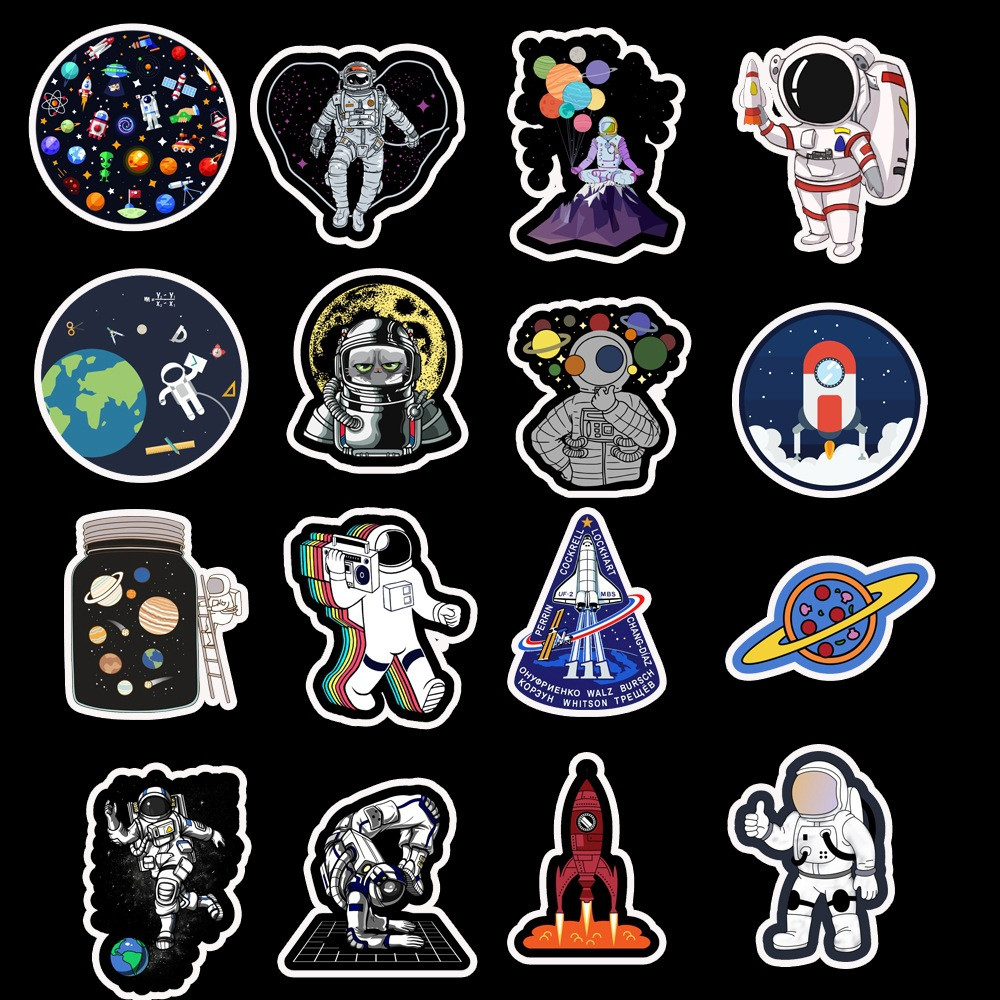 50Pcs Outer Space Astronaut Stickers For Travel Suitcase Skateboard ...