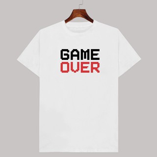 เสื้อยืด สีขาว GAME OVER คอกลม มีเก็บปลายทาง