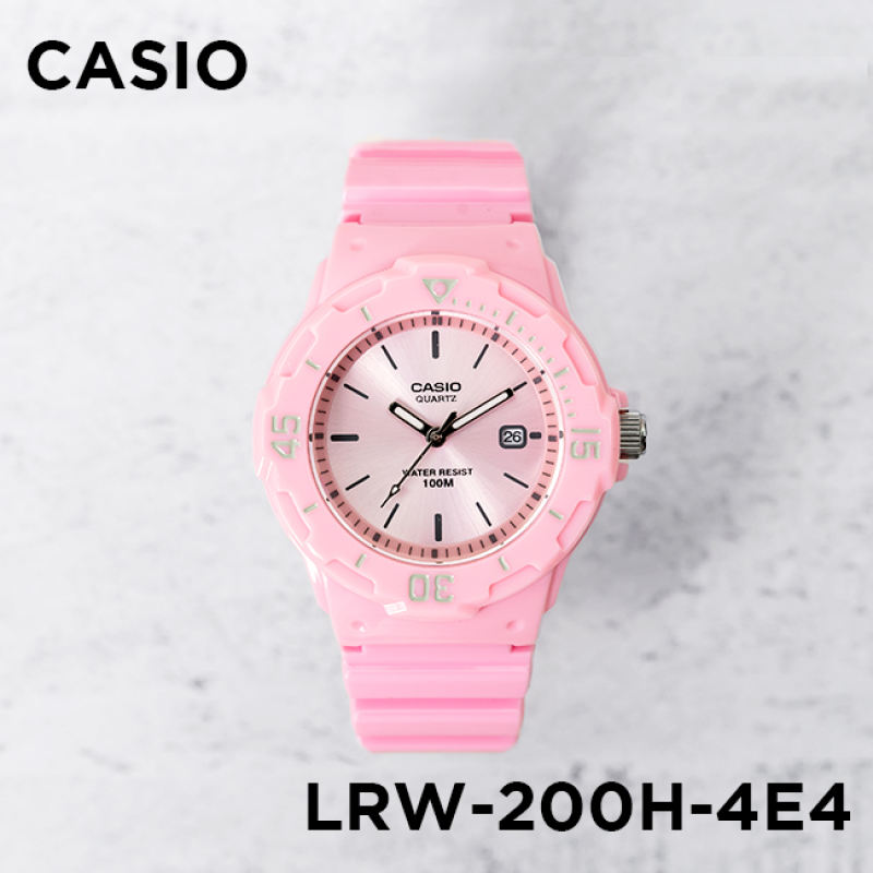 Win Watch Shop นาฬิกา Casio รุ่น LRW200H4E4 นาฬิกาผู้หญิง สายเรซิ่นสีชมพูตัวใหม่ล่าสุด สีชมพูน่ารักม