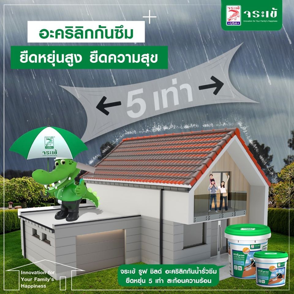 จระเข้ รูฟชิลด์ 1กก. อะคริลิกทากันซึม เปิดฝาใช้ได้ทันที (อะคริลิคกันซึม Jorakay Roof Shield 1KG) - รูปที่ 4