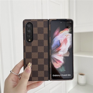 เคสโทรศัพท์มือถือ ลายตาราง สําหรับ Samsung Galaxy Z Fold 3 Z Fold 3