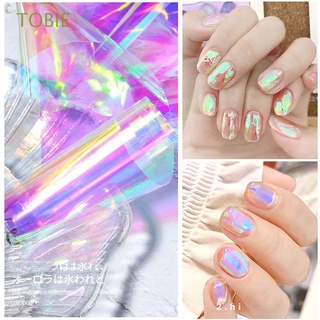 Tobie สติ๊กเกอร์ฟอยล์แก้วฟอยล์ Diy สําหรับตกแต่งเล็บ 5 สี