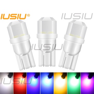 Iusiu หลอดไฟ LED T10 W5W 3014 12V คริสตัล สีฟ้า สีขาว สําหรับติดด้านข้างรถยนต์ รถจักรยานยนต์