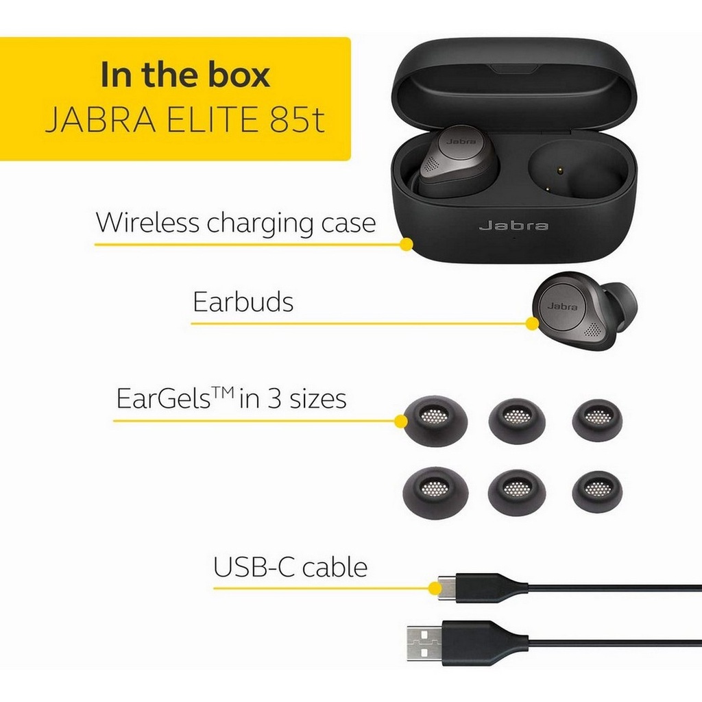 หูฟังบลูทูธ หูฟัง Jabra elite 85t true wireless earphone หูฟังไร้สาย Jarba 85t Wireless Headphones ของแท้นำเข้า