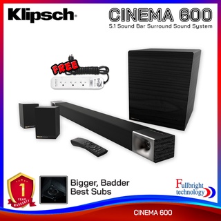 Klipsch Cinema 600 5.1 Sound Bar Surround Sound System ชุดลำโพงโฮมเธียเตอร์ รองรับระบบเสียง 5.1 Ch รับประกันศูนย์ไทย 1 ปี แถมฟรี! ปลั๊กไฟ 1 ตัว