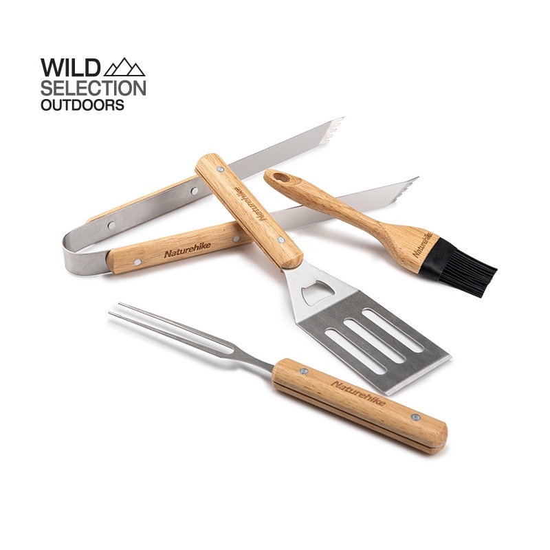 Naturehike Outdoor BBQ Tools 4Pcs Family Picnic Accessories Oil Brush Food Tongs Multifunction NH20SK009
