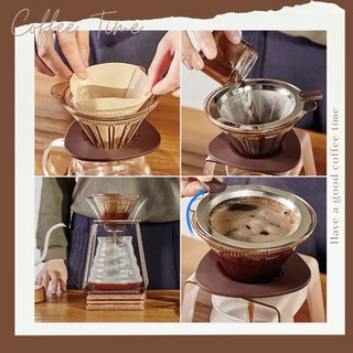 ที่ดริปกาแฟ 2 ชั้นกรอง ทองสะท้อนแสง หมุนปรับกั้น/ปล่อยดริปกาแฟ ขนาด 2-4 cups | Home Drip Coffee