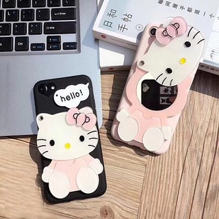 เคสโทรศัพท์ลายคิตตี้น่ารักพร้อมกระจกสําหรับ oppo r9 r9 plus r9s r 9splus