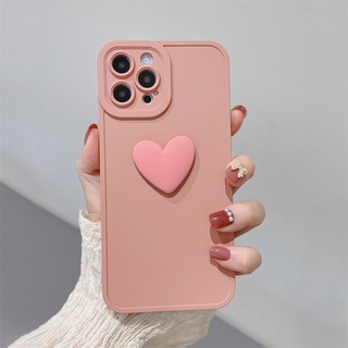 เคสโทรศัพท์มือถือแบบนิ่ม TPU กันรอยกล้อง ลายหัวใจน่ารัก 3D สีพื้น สําหรับ OPPO A96 A36 A76 4G A16K A16E A16 A16S A54S A55 A74 A95 A54 4G A93S 5G