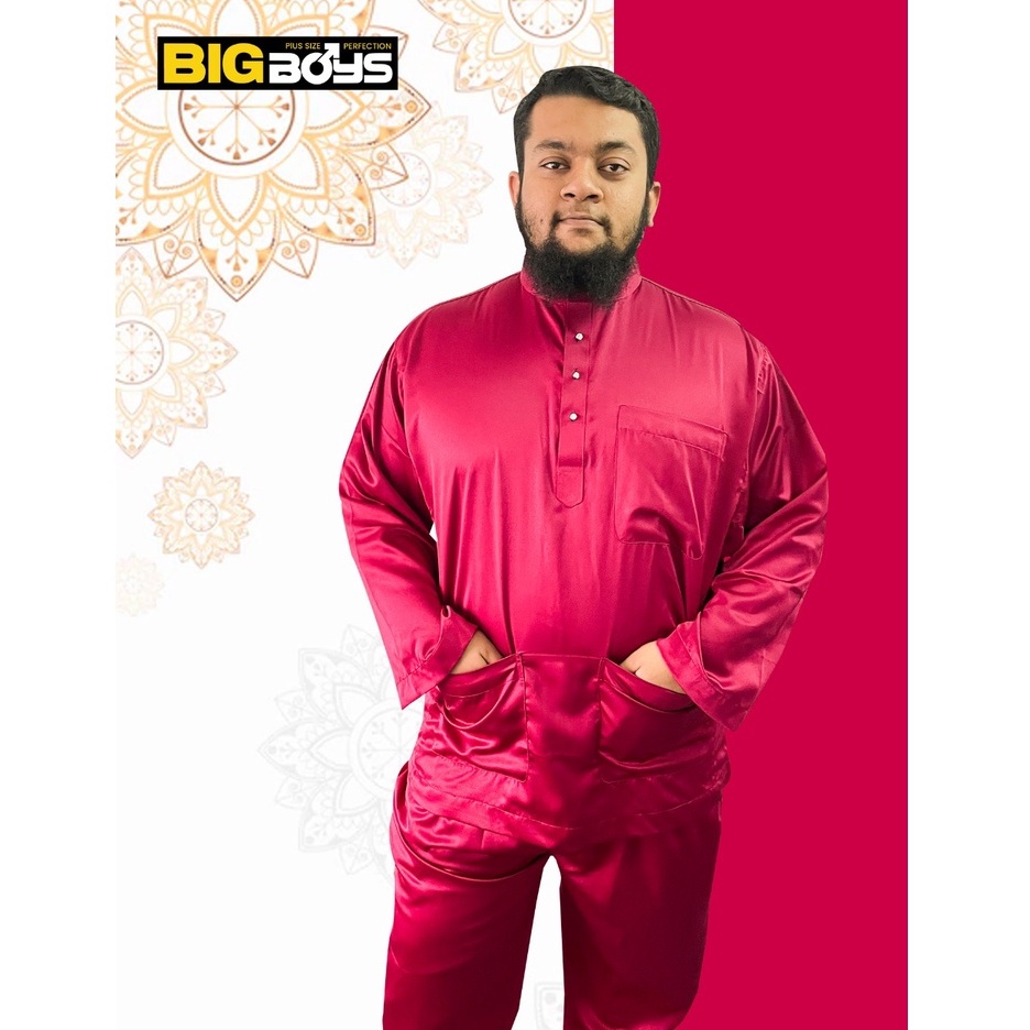 PLUS SIZE BAJU MELAYU SAIZ BESAR MAROON BMME-2 SIZE [2XL-9XL] BODY 50-78 INCHES