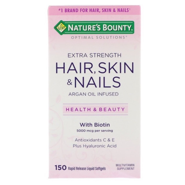 💥pre order🇺🇸 Nature's Bounty Optimal Solutions, Extra Strength Hair, Skin &amp; Nails, 150 Rapid Release Liquid Softgels