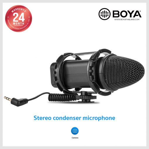 BOYA BY-V02 Stereo condenser microphone ไมค์ติดหัวกล้อง ไมค์ช็อตกัน ของแท้รับประกันศูนย์Boyaไทย  1 ปี