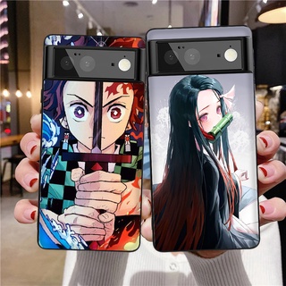 เคสโทรศัพท์มือถือ แบบนิ่ม พิมพ์ลายการ์ตูนอนิเมะ Demon Slayer สีดํา สําหรับ Google Pixel 2XL 3 3a 4A XL 5 6