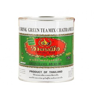 ﻿ChaTraMue Instant Green Tea ชาตรามือ ชาเขียวปรุงสำเร็จฉลากสีเขียว 200กรัม กระป๋อง