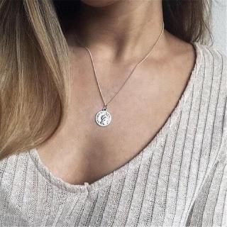 Fashion Beauty Head Charm Pendant Necklaces For Women Gift Vintage Coin Gold Color Chains Necklace Statement Jewelry Wholesale