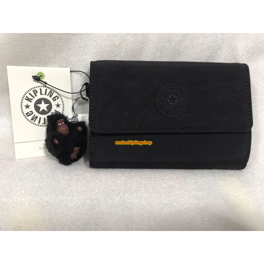 ส่งฟรี EMS Kipling Pixi Wallet Black Tonal สีดำ ผ้าพื้นปกติ Shopee