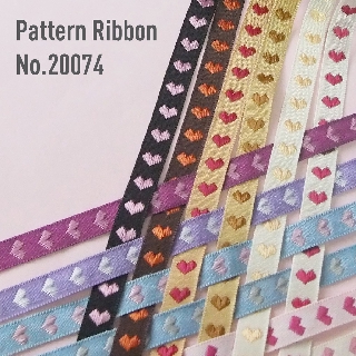 MOMOTARA No.20074 ริบบิ้น ริบบิ้น Ribbon  ทอลายหัวใจ Pattern Ribbon ขนาด 1.2 CM ยาว 36 หลา