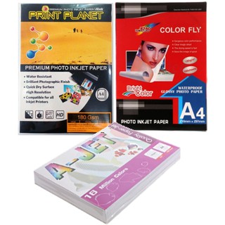 กระดาษ Photo Inkjet Glossy A4 180G.  (100/Pack)