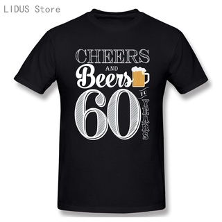 เสื้อยืดคอกลม แขนสั้น ผ้าฝ้าย พิมพ์ลาย Cheers And Beers To 60 Years 60Th Birthday 1960 พลัสไซซ์ สําหรับผู้ชาย