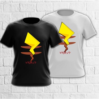 Mashoo แฟชั่นสไตล์สตรีทสไตล์ pikachu การ์ตูนกราฟิกพิมพ์เสื้อยืดสีดําสีขาวหลวมเสื้อเชิ้ต unisex  vU#