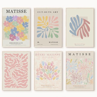 โปสเตอร์ภาพวาดผ้าใบ ภาพศิลปะ นามธรรม Matisse สีอ่อน สําหรับตกแต่งผนัง ห้องนั่งเล่น