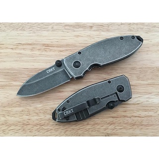 มีดพับ CRKT Lucas Burnley Squid Folding Blackwashed Plain Blade, Stainless Steel Handles (2490KS)