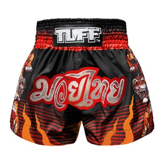 กางเกงมวย กางเกงมวยไทย  กางเกงกีฬาTUFF Muay Thai Boxing Shorts Black With Tiger Inspired by Chinese Ancient Drawing