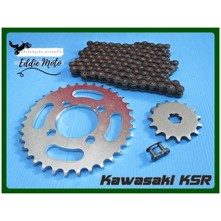 KAWASAKI KSR110 FRONT 15T &amp; REAR 34T SPROCKET &amp; "MAX DRIVE CHAN 420-112L // ชุดสเตอร์หน้า-หลัง KAWASAKI KSR-110 15ฟัน 34